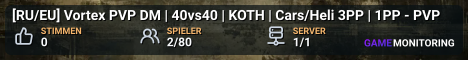 [RU/EU] Vortex PVP DM | 40vs40 | KOTH | Cars/Heli 3PP | 1PP - PVP