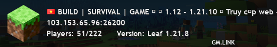 BUILD | SURVIVAL | GAME ➤ 「 1.12 - 1.21.10 」 Truy cập web - sites.google.com/view/noxusland