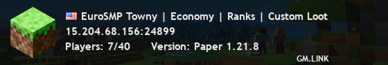 EuroSMP Towny | Economy | Ranks | Custom Loot