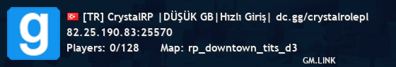 [TR] CrystalRP |DÜŞÜK GB|Hızlı Giriş| dc.gg/crystalrolepl