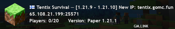 Tentix Survival — [1.21.9 - 1.21.10] New IP: tentix.gomc.fun ✨ Приятного выживания!