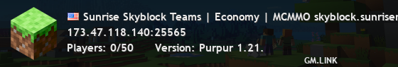 Sunrise Skyblock Teams | Economy | MCMMO skyblock.sunrisemc.fun Minecraft 1.21.8 Now Open!