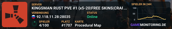 KINGSMAN RUST PVE #1 {х5-20|FREE SKINS|CRAFT|RAID}