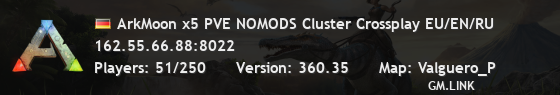 ArkMoon x5 PVE NOMODS Cluster Crossplay EU/EN/RU