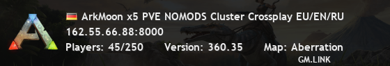ArkMoon x5 PVE NOMODS Cluster Crossplay EU/EN/RU