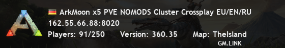 ArkMoon x5 PVE NOMODS Cluster Crossplay EU/EN/RU