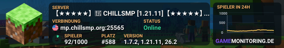 【★★★★★】🔥 CHILLSMP [1.21.11]【★★★★★】 Spear Update Live! ❤ JOIN OUR DISCORD ❤ ■