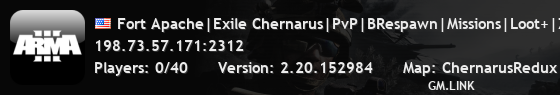 Fort Apache|Exile Chernarus|PvP|BRespawn|Missions|Loot+|Zombies