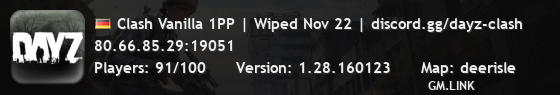 Clash Vanilla 1PP | Wiped Nov 22 | discord.gg/dayz-clash