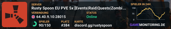 Rusty Spoon EU PVE 5x [Events|Raid|Quests|Zombies|SkillTree]