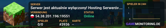 Serwer jest aktualnie wyłączony! Hosting Serwerów Minecraft - www.MineHost.pl