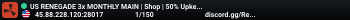 US RENEGADE 3x MONTHLY MAIN | Shop | 50% Upkeep | No BP Wipe |