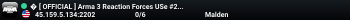 � [ OFFICIAL ] Arma 3 Reaction Forces USe #2 QRF Regular