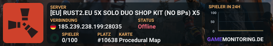 [EU] RUST2.EU 5X SOLO DUO SHOP KIT (NO BPs) X5