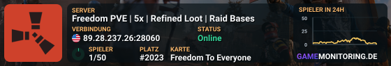 Freedom PVE | 5x | Refined Loot | Raid Bases