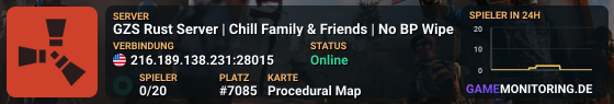 GZS Rust Server | Chill Family & Friends | No BP Wipes