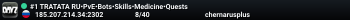 #1 TRATATA RU•PvE•Bots•Skills•Medicine•Quests