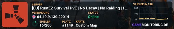 [EU] RustEZ Survival PvE | No Decay | No Raiding | No Killing