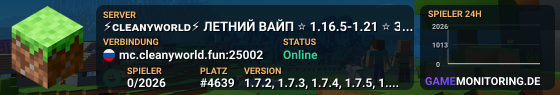 ⚡ᴄʟᴇᴀɴʏᴡᴏʀʟᴅ⚡ ЛЕТНИЙ ВАЙП ⭐ 1.16.5-1.21 ⭐ ЗАХОДИ НА ГРИФ