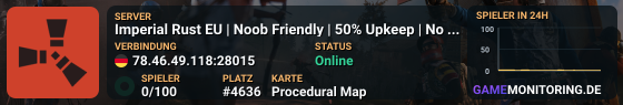 Imperial Rust EU | Noob Friendly | 50% Upkeep | No BP Wipe