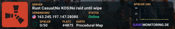 Rust Casual|No KOS|No raid until wipe
