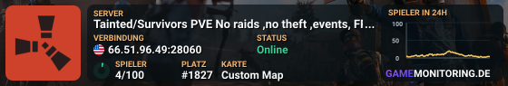 Tainted/Survivors PVE No raids ,no theft ,events, FREE SKINS
