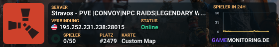 Stravos - PVE |CONVOY|NPC RAIDS|LEGENDARY WEAPONS| NEW MONUMENT