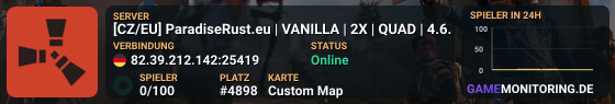 [CZ/EU] ParadiseRust.eu | VANILLA | 2X | QUAD | 22.5.