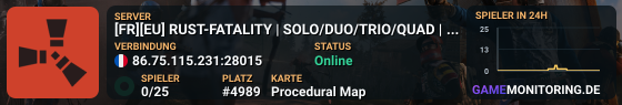 [FR][EU] RUST-FATALITY | SOLO/DUO/TRIO/QUAD | PVP | FULLWIPED