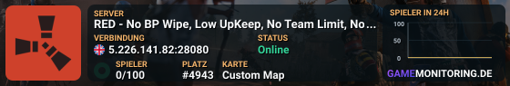 RED - No BP Wipe, Low UpKeep, No Team Limit, Noob Friendly