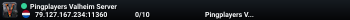 Pingplayers Valheim Server