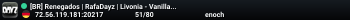 [BR] Renegados | RafaDayz | Livonia - Vanilla - 1PP