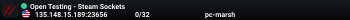 Open Testing - Steam Sockets