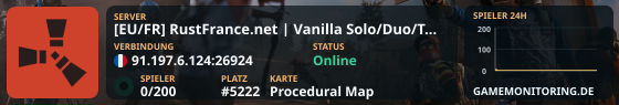 [EU/FR] RustFrance.net | Vanilla Solo/Duo/Trio | Wipe Fri 18:00