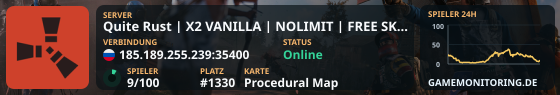 Quite Rust | X10 VANILLA | NOLIMIT | SKINS | NO TP