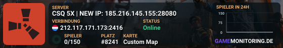 CSQ 10X | NEW IP: 185.216.145.155:28080