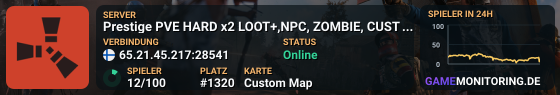 Prestige PVE HARD  x2 LOOT+,NPC, ZOMBIE, CUSTOM, QUEST, SKILLS