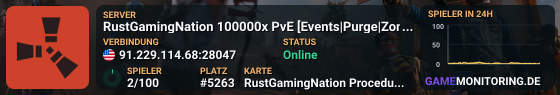 RustGamingNation 100000x PvE [Events|Purge|Zombies|SkillTree]