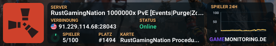 RustGamingNation 1000000x PvE [Events|Purge|Zombies|SkillTree]