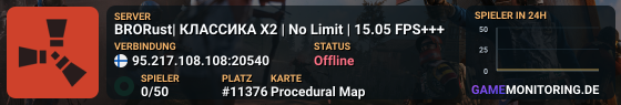 BRORust| КЛАССИКА X2 | No Limit | 15.05 FPS+++