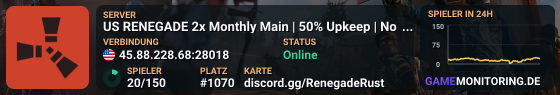 US RENEGADE 2x Monthly Main | 50% Upkeep | No BP Wipe |