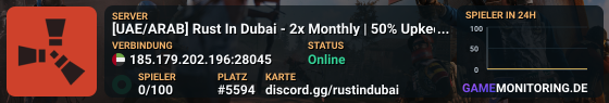 [UAE/ARAB] Rust In Dubai - 2x Monthly | 50% Upkeep | No BP Wipe
