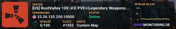 [US] RustValley 10X |#3| PVE+|Legendary Weapons|RaidableBase