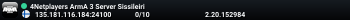 4Netplayers ArmA 3 Server Sissileiri