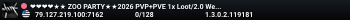 ❤❤❤❤★★ ZOO PARTY★★2026 PVP+PVE 1x Loot/2.0 Weekends/2X Zombies