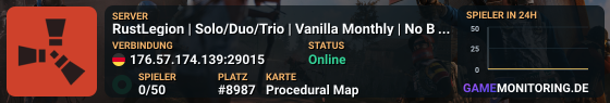 RustLegion | Solo/Duo/Trio | Vanilla Monthly | No BP Wipe