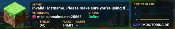 Invalid Hostname. Please make sure you're using the correct IP address.