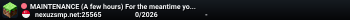 Welcome to NexuzSMP. Use a 1.21.9-1.21.11 client to see the banner MOTD.