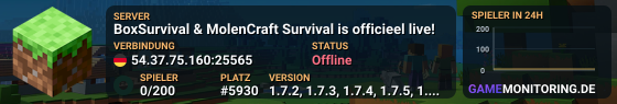 BoxSurvival & MolenCraft Survival is officieel live!