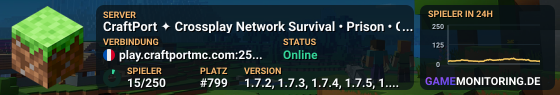 CraftPort ✦ Crossplay Network Survival • Prison • GardenCraft • 1.21.11